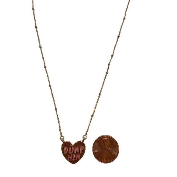 “Dump Him” necklace on delicate gold tone chain. - Picture 7 of 7